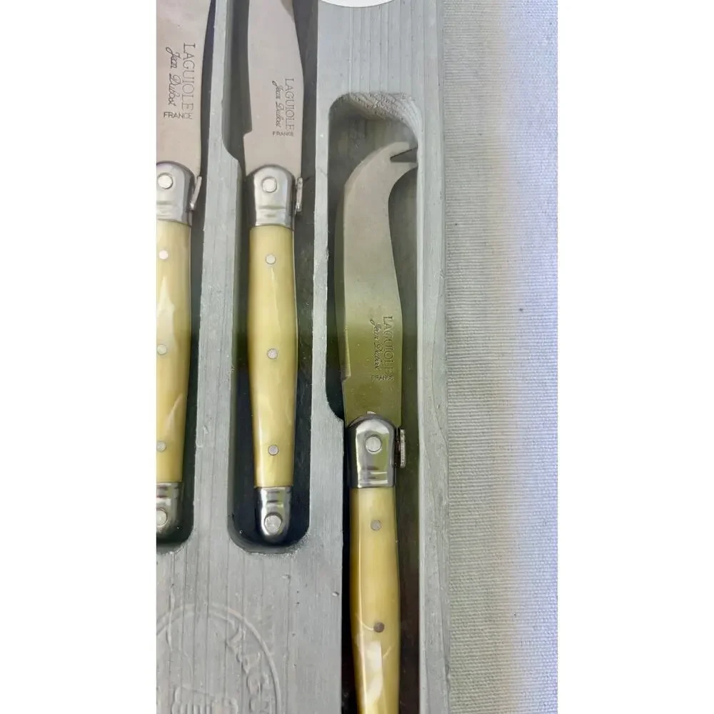 French Modern Laguiole  Stainless Steel Charcoal Gray Resin Steak Knives Set  6